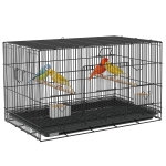 PawHut Birdcage for Canaries, Lovebirds Finches, Budgie Cage with Removable Tray, Bottom Mesh Panel, Wooden Perches, Swing, Ramp, Food Containers, 30" L x 18" W x 18" H
