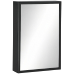 kleankin Wall-Mounted Medicine Cabinet with Mirror, Stainless Steel Bathroom Mirror Cabinet Wall Mounted with Storage Shelves for Living Room and Laundry Room, Black