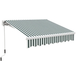 Outsunny 8' x 6.6' Patio Retractable Awning, Manual Exterior Sun Shade Deck Window Cover, Green Striped