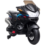 Aosom 12V Kids Electric Motorcycle with Training Wheels, Battery Power Ride on Motorbike, High-Traction at 3.7 Mph Top Speed, with Light Music, Black