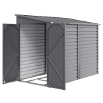 Outsunny 4.6' x 9' Steel Outdoor Storage Shed, Lean to Shed, Metal Tool House with Foundation Kit, Lockable Doors, Gloves and 2 Air Vents for Backyard, Patio, Lawn, Grey