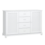 HOMCOM Sideboard Buffet Cabinet, Kitchen Cabinet, Coffee Bar Cabinet with 4 Drawers and 2 Louvered Doors for Living Room, Kitchen, White
