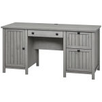 HOMCOM Vintage Executive Computer Desk, Home Office Work station, Student Table with Cabinet & 3 Drawers for Hanging Files, Grey