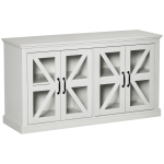 HOMCOM Sideboard Buffet Cabinet, Glass Door Credenza, Coffee Bar Cabinet with Adjustable Shelf, White