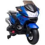 Aosom 12V Kids Electric Motorcycle with Training Wheels, Battery Power Ride on Motorbike, High-Traction at 3.7 Mph Top Speed, with Light Music, Blue