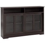HOMCOM Sideboard Buffet Cabinet, Coffee Bar Cabinet,Credenza with Sliding Glass Doors, Cupboard and Adjustable Shelf, Dark Brown