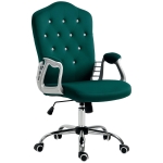 Vinsetto Velvet Office Chair Desk Chair with 360 Degree Swivel Wheels Adjustable Height Tilt Function Dark Green