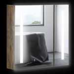 kleankin Lighted Medicine Cabinet with Mirror, 27.5" x 25.5" Wall Mounted Dimmable Bathroom Mirror Cabinet with 3-Tier Storage Shelves, LED Lights, Smart Touch and USB Charge, Dark Wood Grain