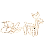 Outsunny 35" Christmas Reindeer and Sleigh with LED Motif Warm White Lighting, Indoor Outdoor Steel Frame Yard Decoration
