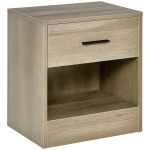 HOMCOM Modern Side Table with Drawer and Storage Shelf, End Table for Living Room, Gray Wood Grain