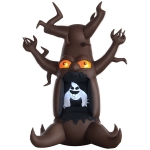 HOMCOM Inflatable Halloween Decoration Haunted Tree with White Ghost, Blow-Up Outdoor LED Display for Lawn, Garden, Party