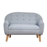 Qaba 2-Seat Kids Sofa, Toddler Sofa Couch, Linen-Like Fabric & Wood Frame Sofa Chair for Ages 3-7, 11" High Seat, Gray