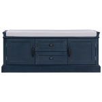 Storage Bench Comfortable Seating, Adjustable Shelves and Removable Cushion for Entryway, 43" L x 16" W x 17.5" H, Antique Navy