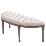 HOMCOM Semi-Circle End of Bed Bench with Tufted Design, Upholstered Bedroom Entryway Bench with Rubberwood Legs, Off White