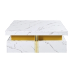 Modern Square Storage Coffee Table with 4 Drawers, MDF Construction, Ample Storage with Four Drawers, 43.5" L x 43.5" W x 16.5" H, White