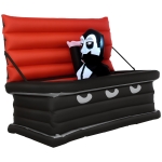 HOMCOM 6FT W Halloween Inflatables Outdoor Decorations Vampire and Giant Coffin, Blow Up LED Yard Decor, for Garden, Lawn, Party, Holiday