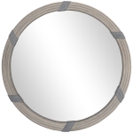 HOMCOM 30.75" Wood Wall Mirror, Farmhouse Decorative e Round Mirror for Wall Decor in Living Room, Bedroom, Natural Wood Color
