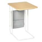 HOMCOM C-Shaped End Table, Side Table with Storage Bag, Laptop Table for Living Room, Bedroom, Oak