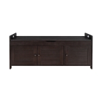 Rustic Storage Bench with Shutter-shaped Doors, Hidden Storage and Removable Cushion, 43.5" L x 16 " W x 18" H, Dark Brown