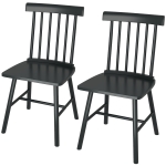 HOMCOM Dining Chairs Set of 2, Farmhouse Wood Kitchen Chairs with Rubber Wood Frame, Spindle Back for Dining Room, Black