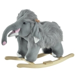 Qaba Kids Ride-On Rocking Horse Toy Mammoth Style Rocker with Fun Music & Soft Plush Fabric for Children 3+ Years