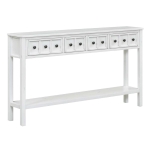 Rustic Entryway Console Table with Two Sizes of Drawers, Bottom Shelf, Ideal for Living Room, Hallway, 60" L x 11" W x 34" H, White