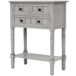 Narrow Console Table with 3 Storage Drawers, Bottom Shelf, Solid Wood Frame, Ideal for Entryway, Living Room, 24" L x 13" W x 31" H, Gray