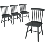 HOMCOM Dining Chairs Set of 4, Farmhouse Wood Kitchen Chairs with Rubber Wood Frame, Spindle Back for Dining Room, Black