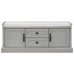 Storage Bench with 4 Doors and Adjustable Shelves, Removable Cushion for Entryway, 43" L x 16" W x 17.5" H, Gray