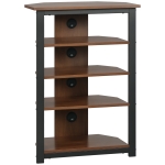HOMCOM Media Stand with 4-Tier Audio Rack AV Media Corner Shelf with Cable Management for DVD Players Game Console TV Box Cable Box Xbox WiFi Router, Brown