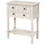 Solid Wood Narrow Console Table with Storage Drawers, Bottom Shelf, Slim Sofa Table for Entryway, Living Room, 24" L x 13" W x 31" H, White