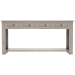 Rustic Elegant Console Table with 4 Storage Drawers, Bottom Shelf, Solid Wood Frame, All Tools Included, 63" L x 14" W x 30" H, Gray