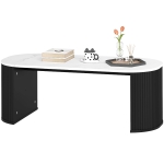 HOMCOM Coffee Table, Modern Marble-Effect Living Room Table with Round Corners and Thicken Legs, Black