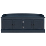 Storage Bench with 4 Doors and Comfortable Seating, Adjustable Shelves and Removable Cushion for Entryway, 43" L x 16" W x 17.5" H, Antique Navy