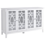 HOMCOM Sideboard Buffet Cabinet, Kitchen Storage Cabinet, Glass Door Accent Cabinet with Adjustable Shelves, White
