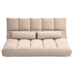 HOMCOM Convertible Floor Sofa Chair, Folding Couch Bed, Guest Chaise Lounge with 2 Pillows, Adjustable Backrest and Headrest, 51.25" L, Beige