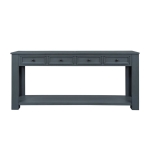 Rustic Chic Console Table with Storage Drawers, Bottom Shelf, Solid Wood Frame, Ideal for Entryway, Hallway, 63" L x 14" W x 30" H, Navy
