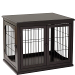 PawHut Dog Crate Furniture, 32" Small Dog Cage End Table with 2 Doors, Lockable Door, Puppy Kennel Indoor, Coffee