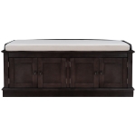 Storage Bench with Multi-Purpose Storage and Adjustable Shelves, Removable Cushion for Entryway, 43" L x 16" W x 17.5" H, Dark Brown