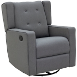 HOMCOM Wingback swivel recliner chair glider rocking chair for Nursery with Button Tufted, Padded Single Home Theater Seater for Living Room Bedroom, Grey
