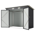 Outsunny 8 x 4FT Galvanized Garden Storage Shed, Metal Outdoor Shed with Double Doors and 2 Vents, Grey