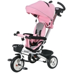 Qaba 6 in 1 Toddler Tricycle with Parent Push Handle, Canopy, Storage Baskets, Cupholder, Pink