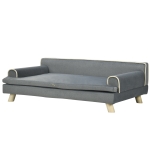 PawHut Elevated Dog Sofa Bed, Cat Couch with Cushion, Washable Cover, Wooden Legs, for Medium & Large Dogs, Dark Grey
