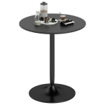 HOMCOM 27.6" Round Kitchen Table for 2, Modern Small Dining Table with Wood Veneer, Steel Base for Dining Room, Black