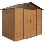Outsunny 8' x 6' Metal Outdoor Storage Shed with Double Doors and Four Ventilation for Patio Furniture, Brown
