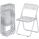 HOMCOM 4 Pack Acrylic Foldable Chairs, Transparent Folding Chairs for Living Room, Home Office, Party, Clear