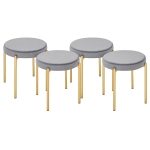 HOMCOM Backless Round Dining Chairs, Modern Stacking Stools Set of 4, Kitchen Chairs with Metal Legs, Grey