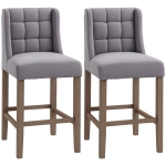 HOMCOM Modern Counter Bar Stools Tufted Upholstered Counter Chairs Set of 2 for Kitchen, Grey