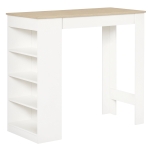 HOMCOM Bar Table, High Top Pub Table with 4 Storage Shelves, Modern Bar Height Table for Home Bar, Kitchen, Natural