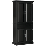 HOMCOM 72" Kitchen Pantry Cabinet, Freestanding Storage Cabinet, 4-Door Cabinet with Drawer and Adjustable Shelves, Black